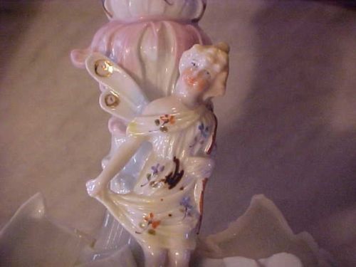 2 FINE  PORCELAIN CANDLESTICKS  w/ FAIRY DESIGN