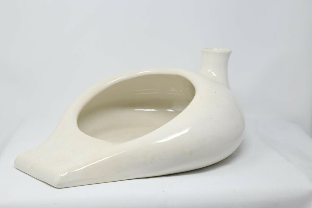 Vintage White Porcelain Ceramic Chamber Pot Bed Pan Urinal Planter NICE