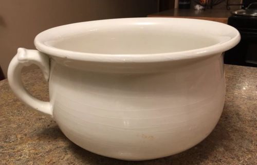 Antique Semi Porcelain Chamber Pot, The E.R.R. Co- Beautiful