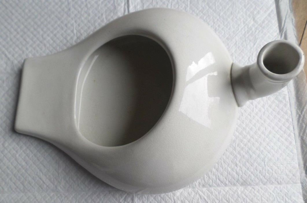 Vintage White Porcelain Ceramic Chamber Pot Bed Pan Urinal hospital antique