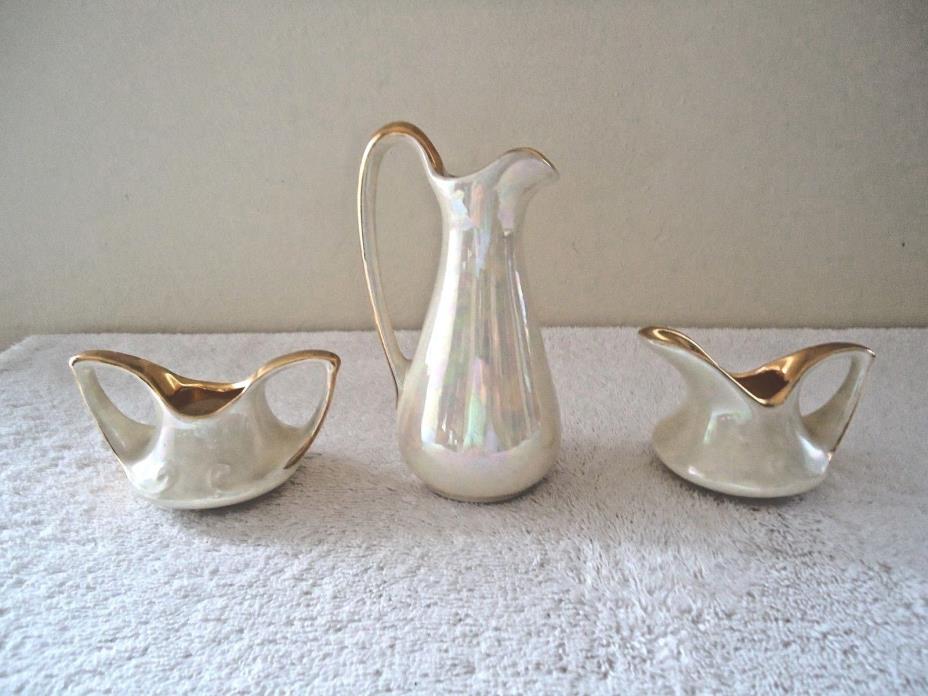 Vintage 3 Piece Pearl China Co.22 KT.Gold Hand Decorated Kitchen Decoration Set