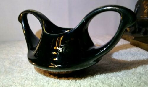 Pearl China Co. Black Sugar Bowl 22 kt. Gold Hand Decorated Made in USA