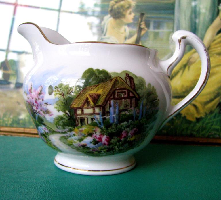 Royal Vale Cottage Scene Creamer English Thatched Cottage Creamer Pattern 7382