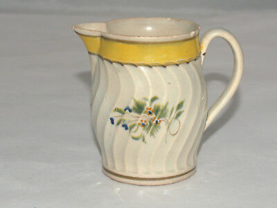 ANTIQUE PEARLWARE CHINA HAND PAINTED FLOWER DECORATED CREAM PITCHER CREAMER