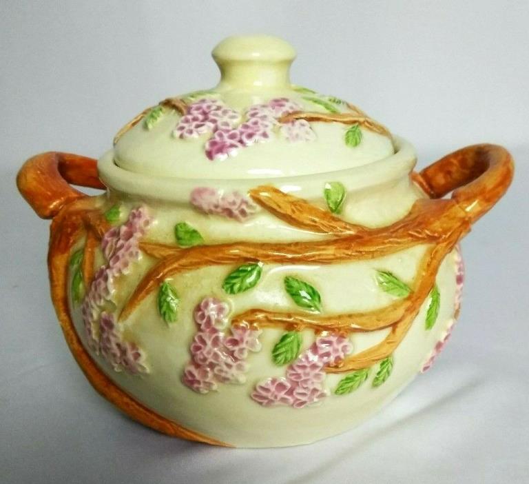 De Salm Liebanthal Unique Ceramic Sugar Bowl With Lid Tree Limb Handles
