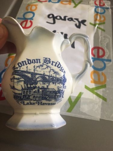 Ceramic Blue on White London Bridge Lake Havasu  Pitcher or Creamer British