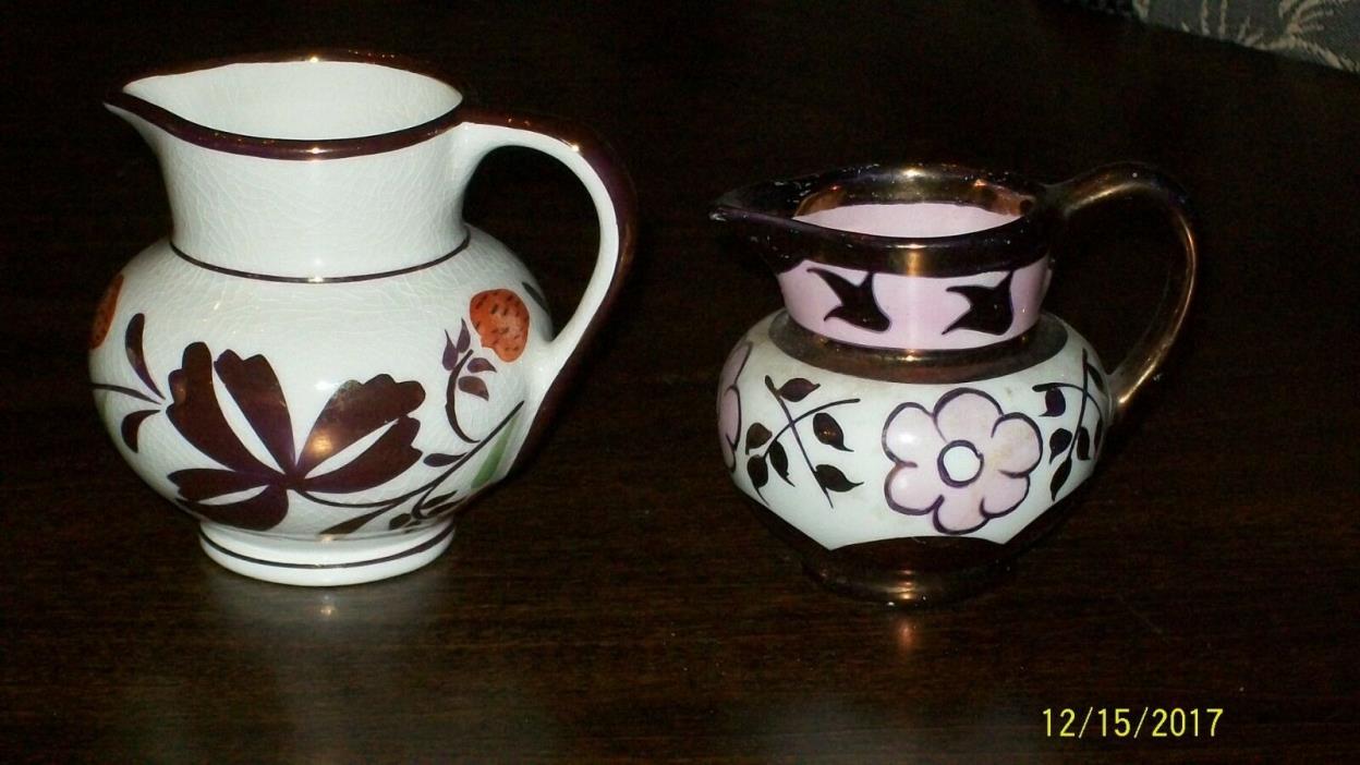 Two Copper Luster small Creamers, Lancaster's Ltd. and Gray's Pottery