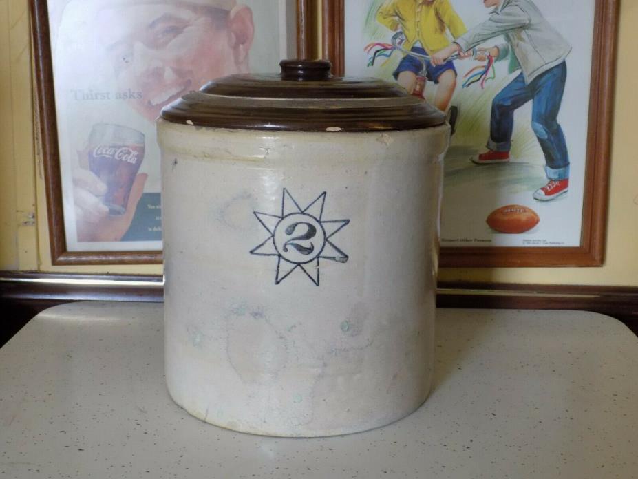8 pointed star 2 gallon Stoneware Crock & Lid
