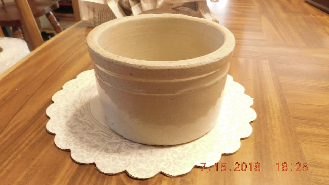 ANTIQUE OFF WHITE SALT CROCK  STONEWARE NO LID