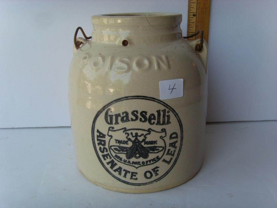 Antique “Poison” Pottery Crock “5 lb” “Arsenate of Lead” ~1880-1920 45/4