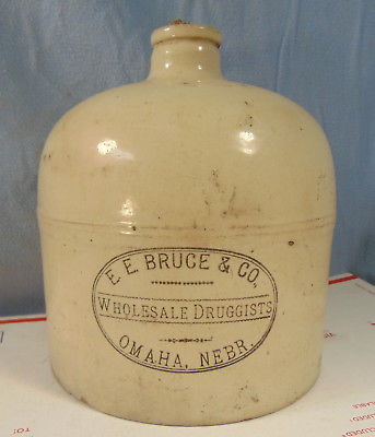 ANTIQUE STONEWARE CROCK E.E. BRUCE & CO. DRUGGISTS OMAHA NE WILD WEST SALOON