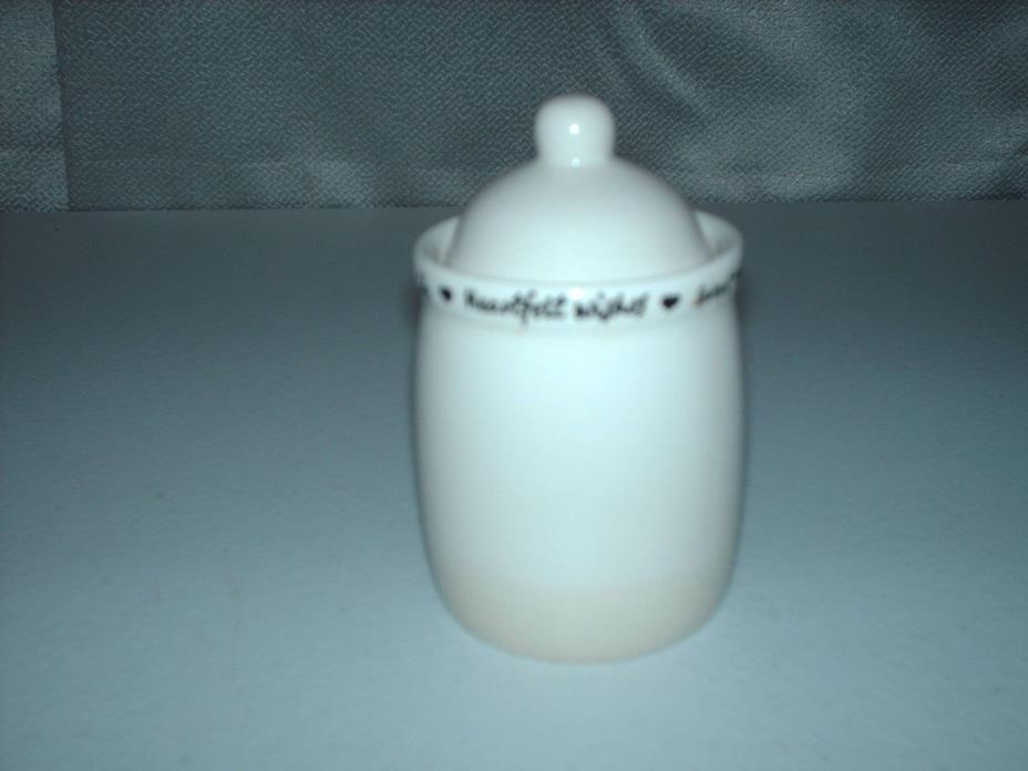 Stoneware Glazed Crock with Lid SAYS: SWEET THINGS IN LIFE HEART FELT WISHES -4