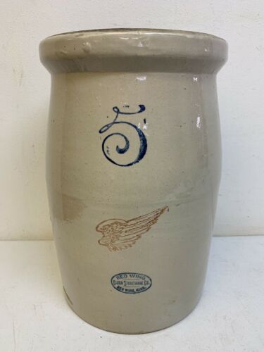 Vintage Antique 5 Gallon Red Wing Stoneware Butter Churn Crock - Nice!No cracks