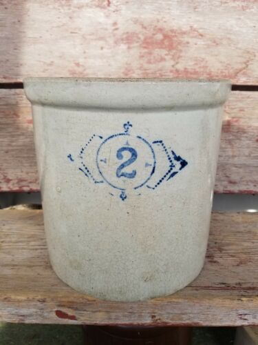 Vintage 2 Gallon Stoneware Crock w/ Extra Cobalt Design