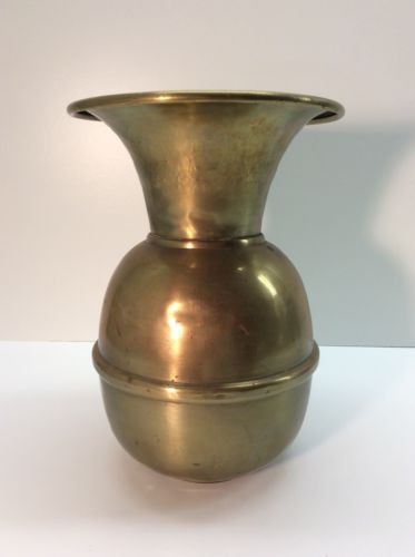 Antique Brass Spittoon Cuspidor Used In Local Bank History J5