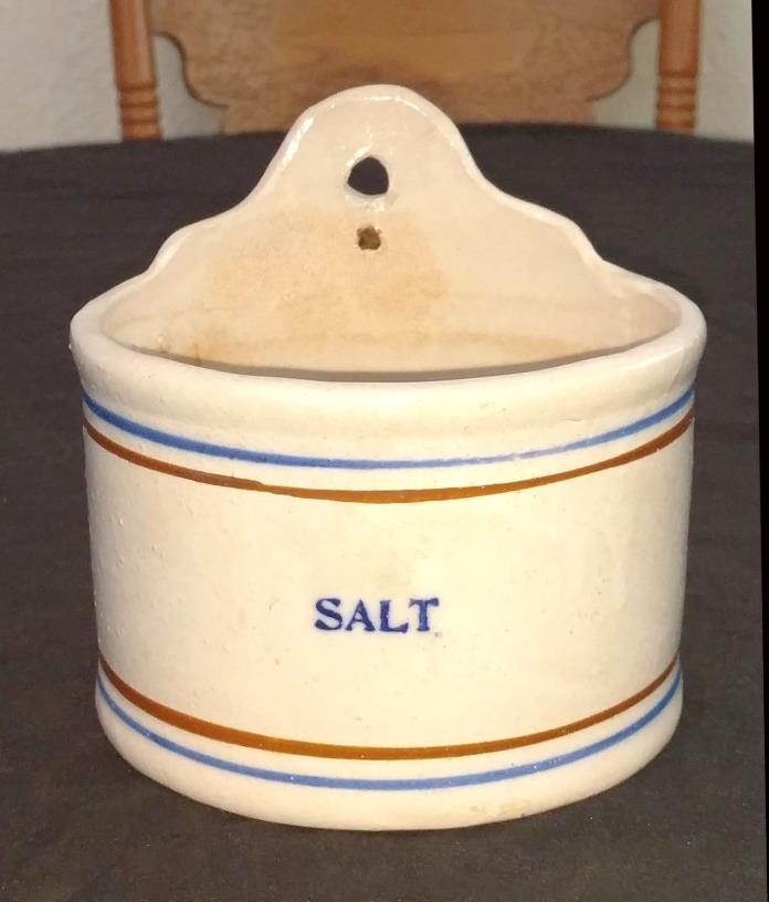 Antique salt glaze stoneware wall hung salt box