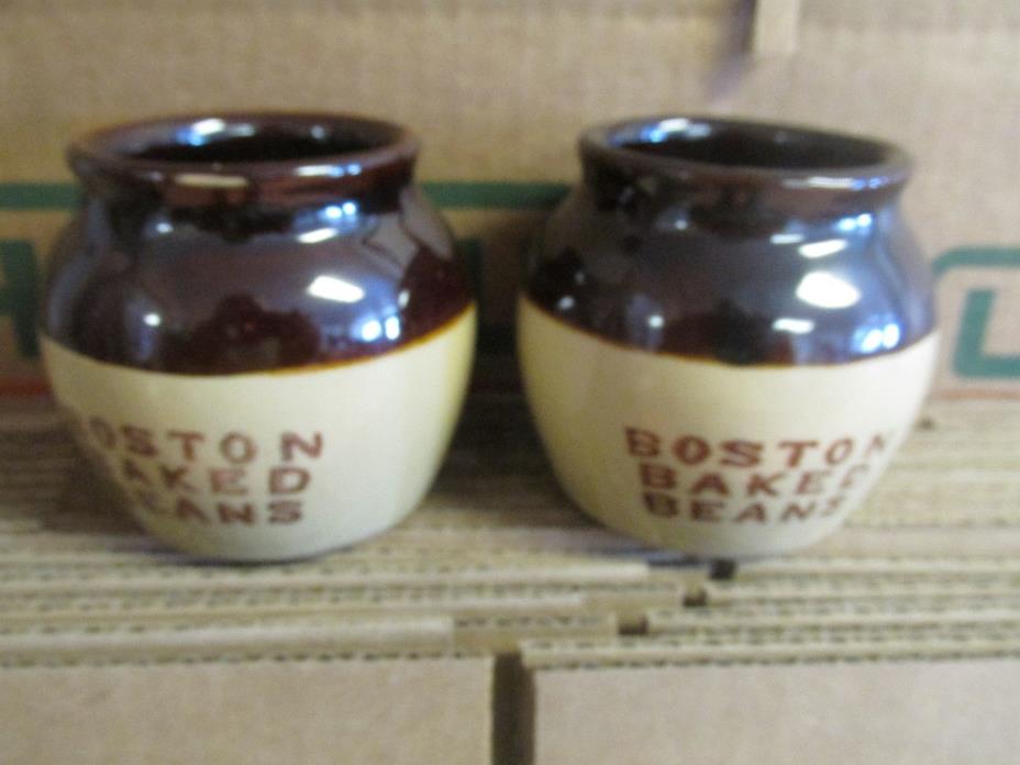 Pair of Vintage Boston Baked Beans Crock Pottery Collectable vintage decorative