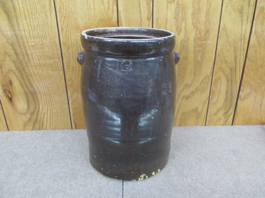 Antique 3 Gallon STONEWARE CLAY BUTTER CHURN No Lid Good Condition