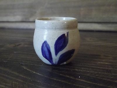 Miniature Pottery Crock Decorated with Blue Design