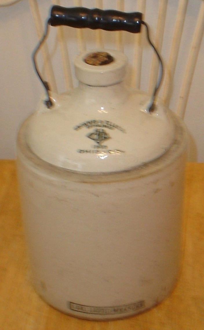 Antique Unusual Grommes & Ullrich Chicago 1 Gal. Stoneware Advertising Crock Jug