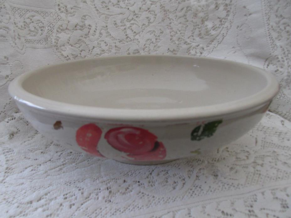 Antique Vintage Stoneware Crock Bowl - Faded Roses