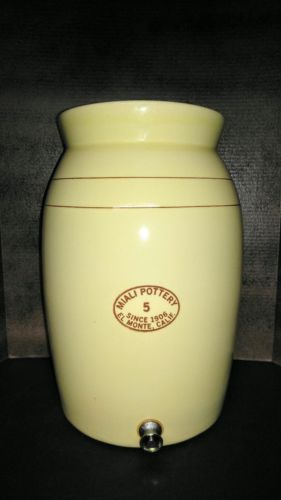 Vintage Miali Pottery #5 Large Ceramic Beverage Dispenser Water Jug w/ Spigot