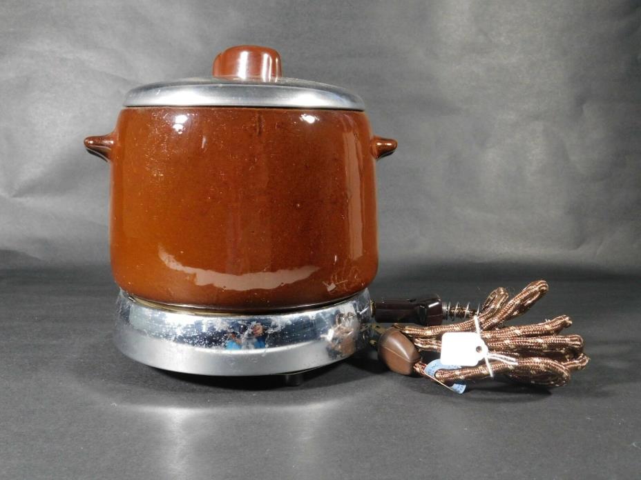 Vintage Mid Century  West Bend Stoneware Crock Pot, Bean Pot, Slow Cooker