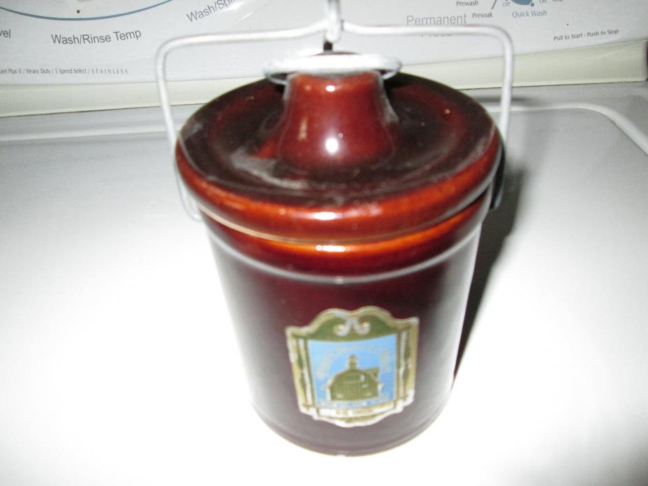 Vintage Brown Stoneware Cheese Crock Wire Clamp Lid Pine Cheese Mart  MN