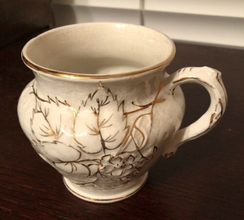 Royal Ironstone China Large Cup White Gold Painted Leaves And Gilting