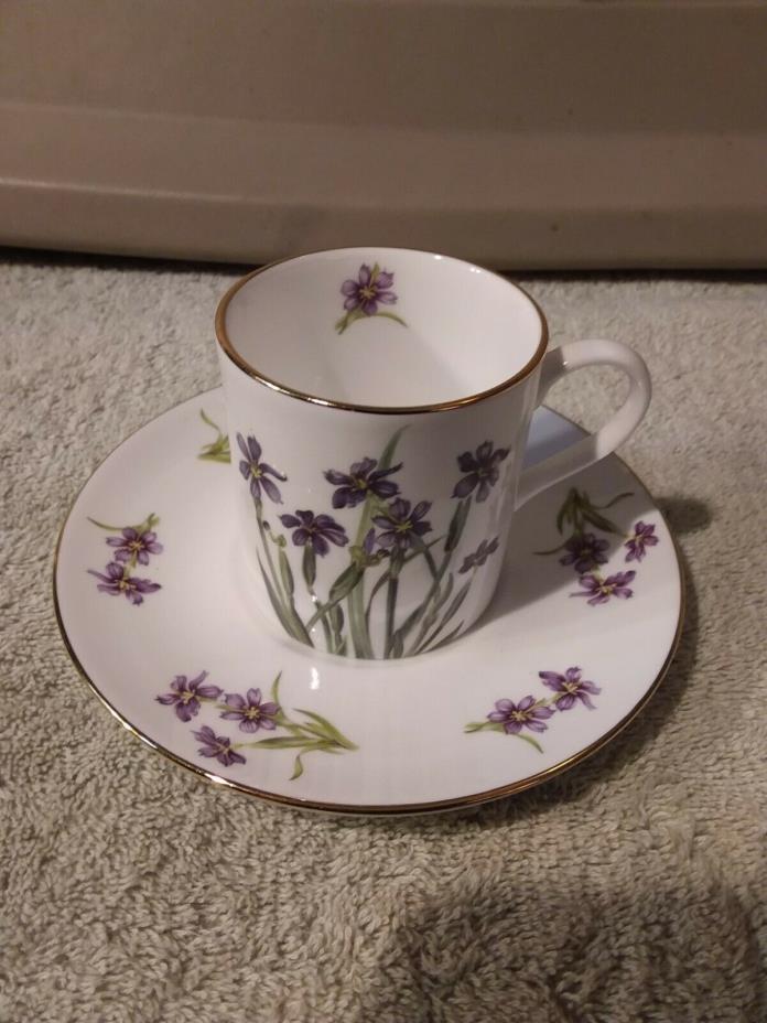 Vintage Oakly Bone China Bermudiana Cup Saucer Made for A.S. Cooper & Sons