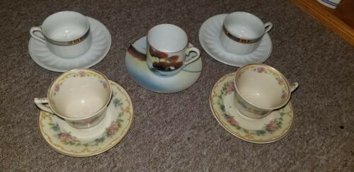 Lot Of 5 Vintage Demitasse teacups & Saucers