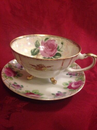Vintage Cup & Saucer Set Pink Roses