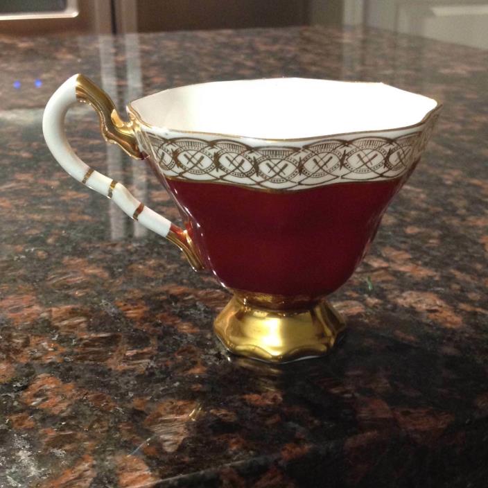 Royal Stafford Bone China Cup Made In England 2034 Dark Red Gold