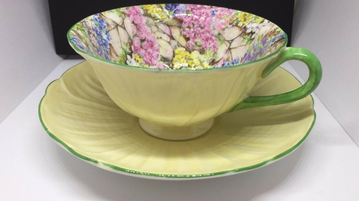 Shelley China Rock Garden Oleander Cup and Saucer Fine Bone