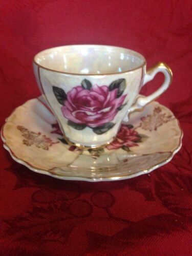 Vintage Norcrest Luster Rose Cup & Saucer