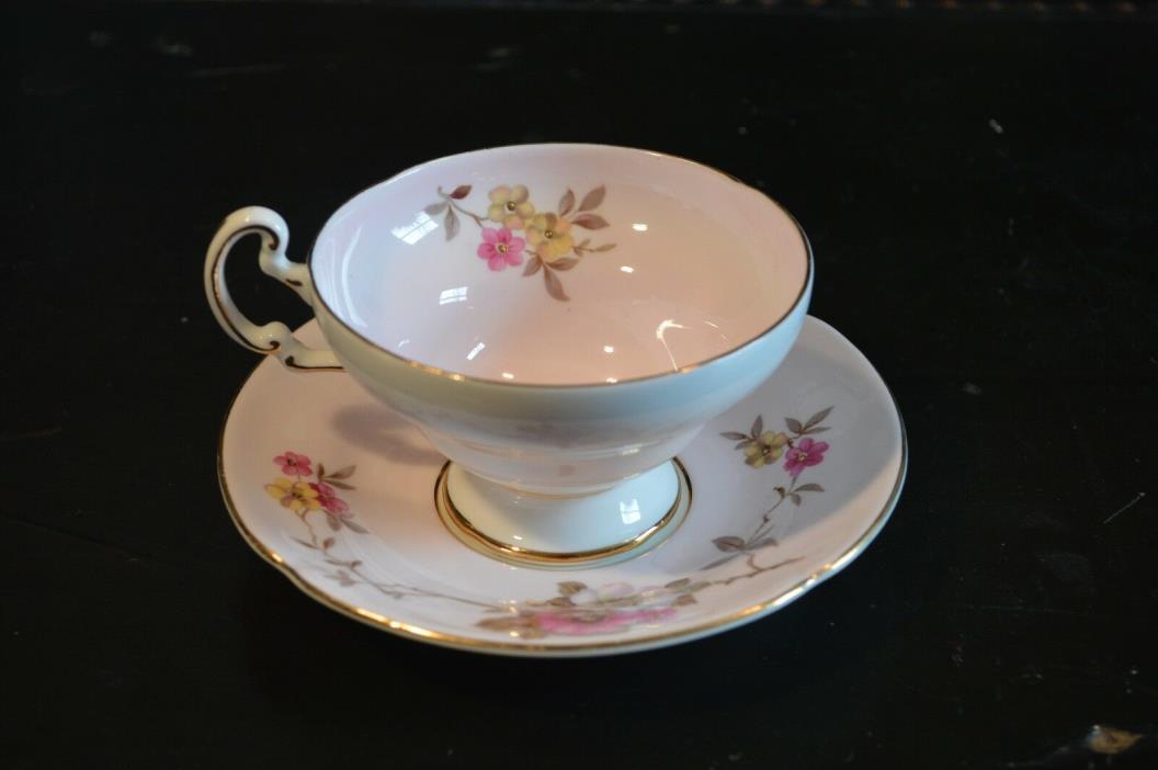 Old Royal Bone China - 1945-1963 - Pink/Yellow/White Flowers,  Handprinted Gold