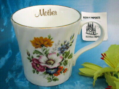 Mug Mother Flower Bouquet Bone China Crown Trent Staffordshire England Cup