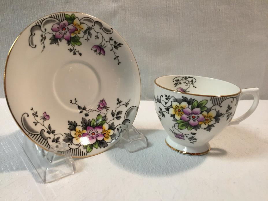 Vintage Cup and Saucer , Clarence , Bone China , England.