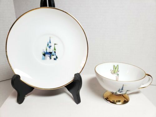 Disneyland Vintage 1950’s Tinkerbell Saucer and Teacup Gold Accents Japan