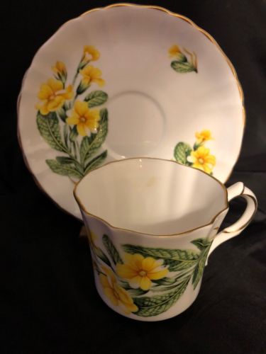 HAMMERSLEY Tea cup Saucer Royal Avon Flowers of Shakespeare Set Yellow Primrose