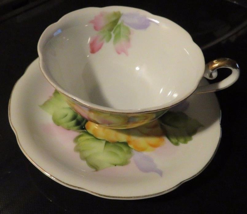 Hawaii Hand Painted Yellow Hibiscus Floral Teacup and Saucer - NICE!