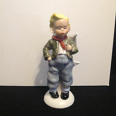 Vintage Carl Scheidig Porcelain Figurine, Boy with Satchel, Germany