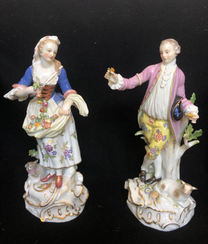 Pair of Meissen Porcelain Garniture Figures in the Louis XV Style, c.1870-1885