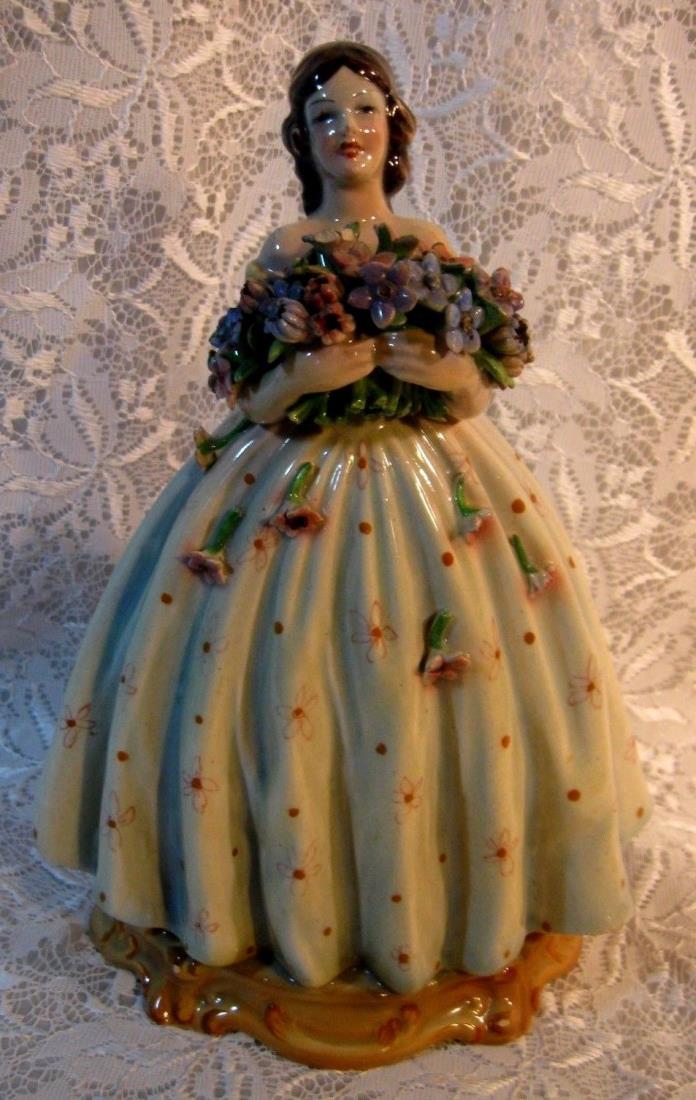 ANTIQUE SCHIERHOLZ & SON GERMANY Figurine W/ Bouquet of For-Get-Me-Nots