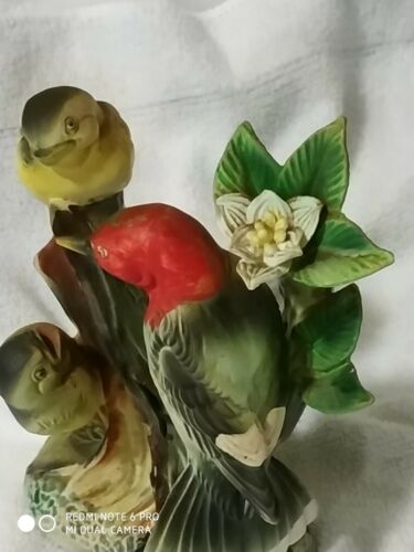 Vintage Woodpecker Figurine Porcelain Hand Painted