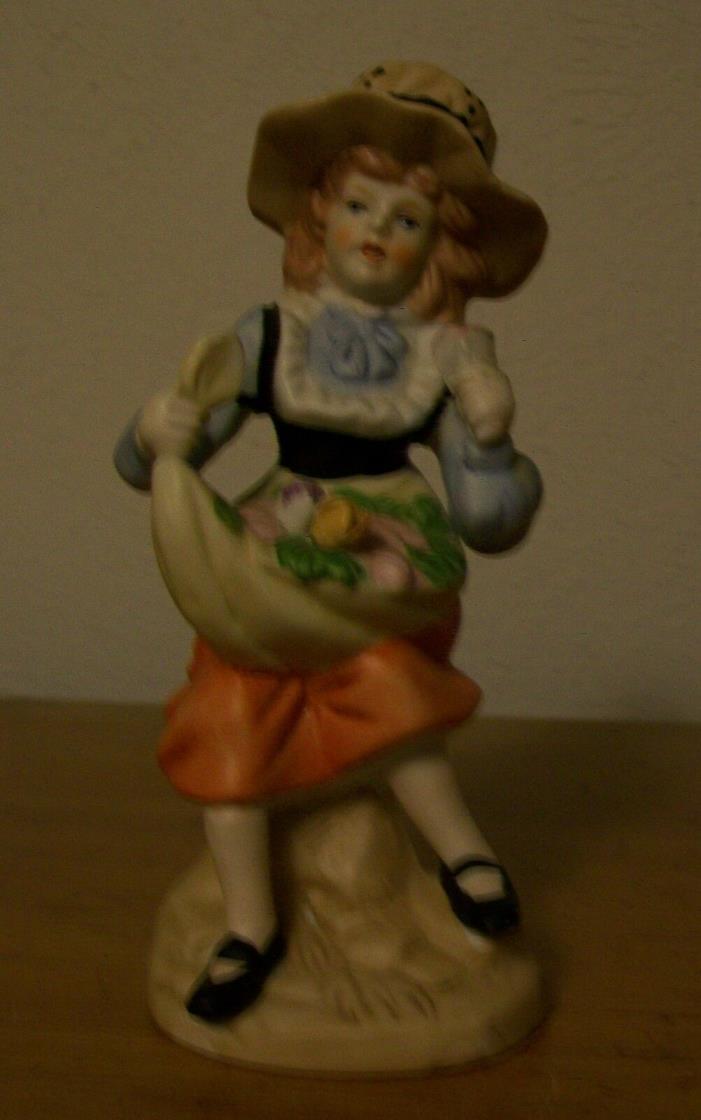 Collectible Vintage Porcelain figurine Little Girl with Hat