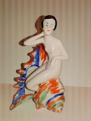 VINTAGE BATHING BEAUTY ON CONCH SHELL GERMANY NUMBERED