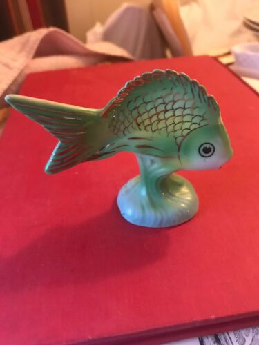 HOLLOHAZA Porcelain Fish Figurine Stamped  Art Collectible Hungarian 3 by 3.5 “