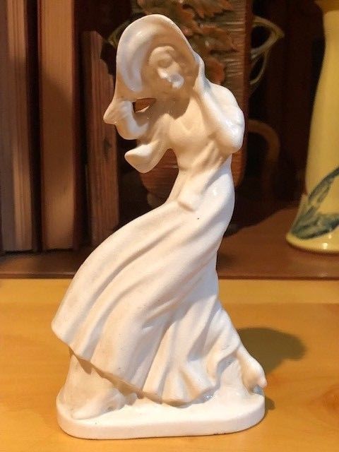 Vintage Lady White Porcelain Figurine - Art Deco