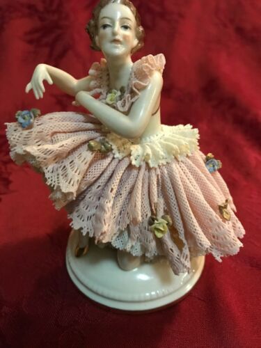 Ackerman Fritze Volkstedt Porcelain Lace Figurine Dancer Ballerina